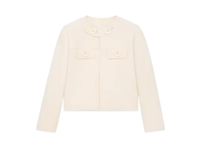 CELINE Women's Brompton Jacket in Wool Silk Gabardine "Creme"