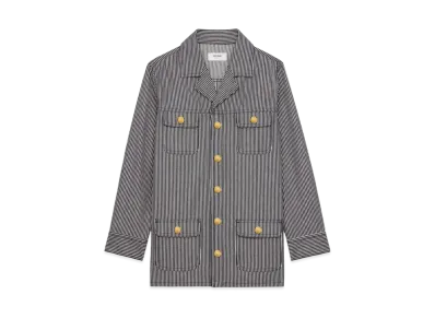 CELINE Women's Safari Jacket in Hickory Striped Cotton "Raw Wash"