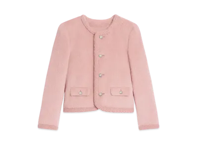 CELINE Women's Chelsea Jacket in Alpaca Wool "Rose Glace"