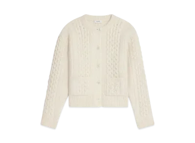 CELINE Women's Triomphe Cardigan in Aran Wool "Off White"