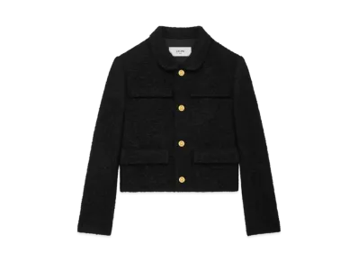 CELINE Women's Saint Germain Jacket in Bouclette Natte "Black"