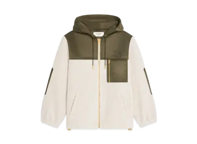 CELINE Women's Fleece Jacket in Fur-Effect Cashmere "Grege/Khaki"