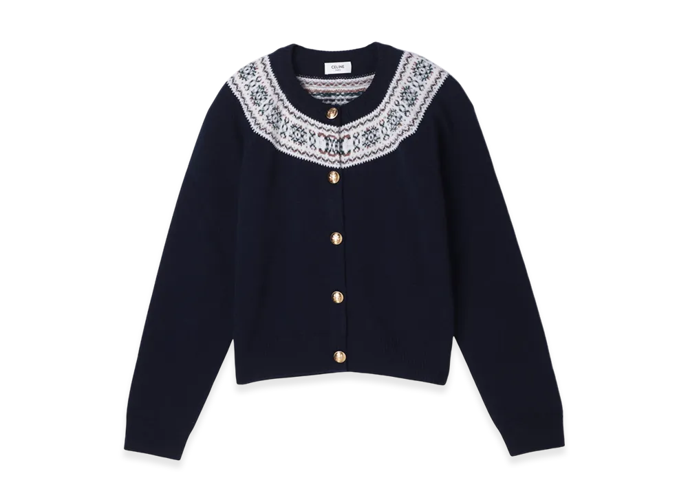 CELINE Crew Neck Cardigan "Darkblue"
