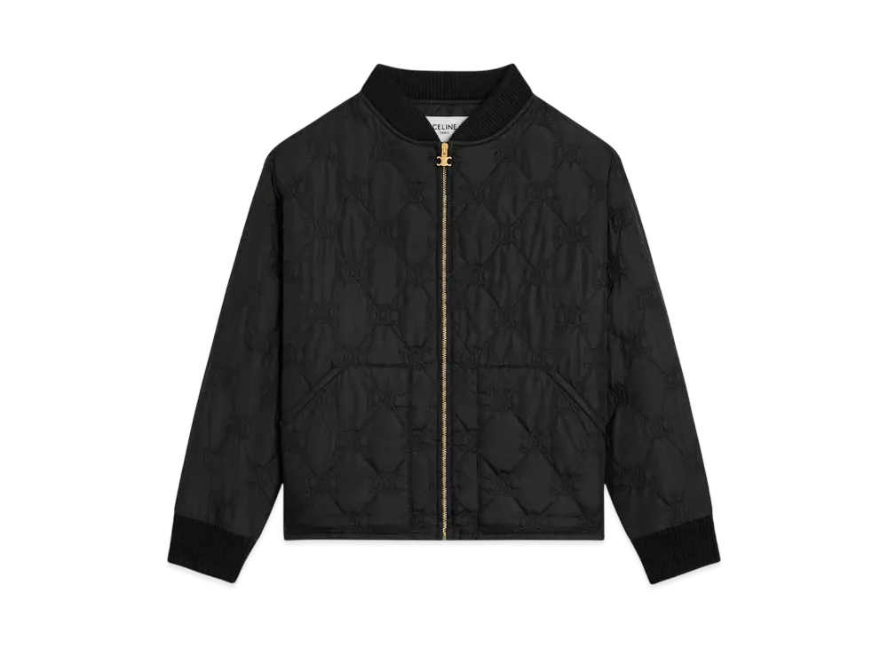 CELINE Women's Triomphe Teddy Jacket in Lightweight Nylon "Black"