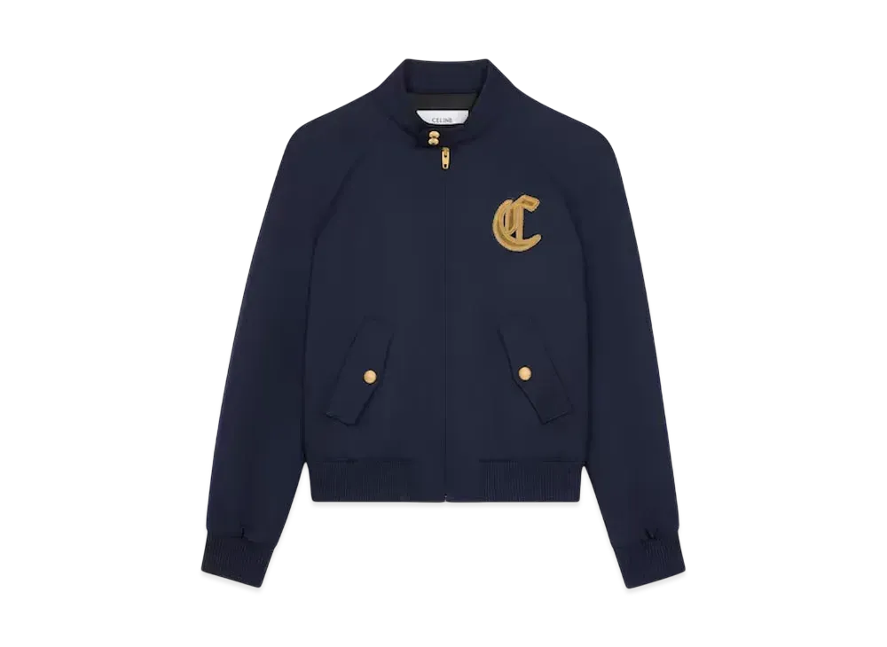 CELINE Men's Blouson Jacket in Diagonal Wool "Ink"