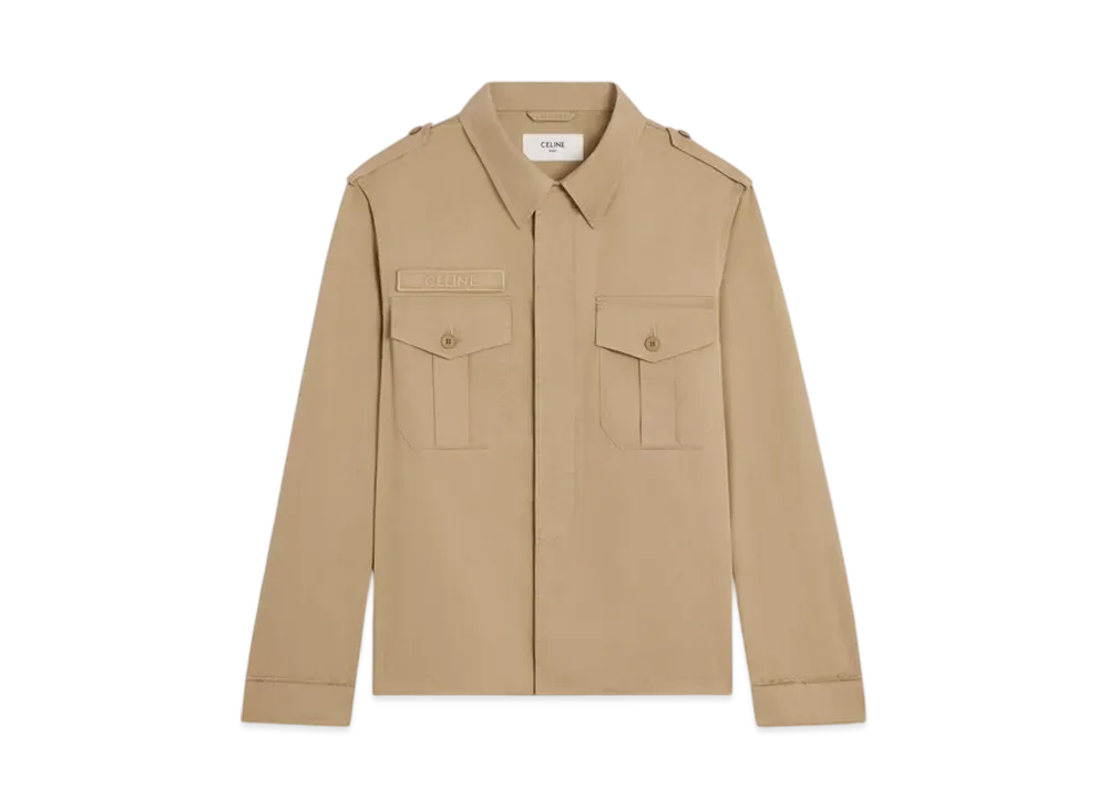CELINE Men's Saharienne Jacket in Cotton Linen "Beige"