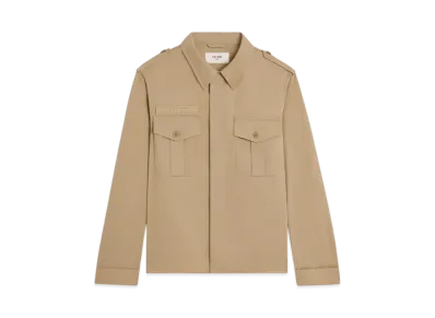 CELINE Men's Saharienne Jacket in Cotton Linen "Beige"