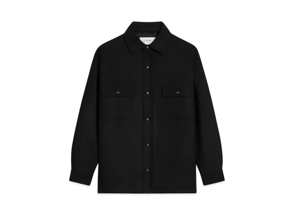 CELINE Men's Overshirt in Cashmere Flannel "Black"