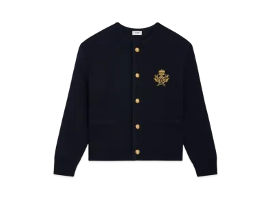 CELINE Men's Cardigan Jacket in Wool "Navy"