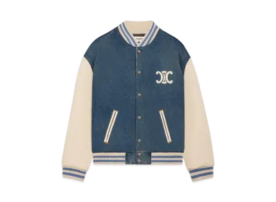 CELINE Men's Loose Triomphe Teddy in Trail Wash Denim "Trail Wash"