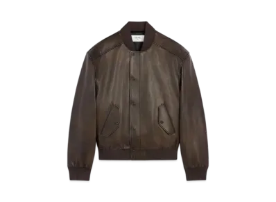 CELINE Men's Aviator Teddy Jacket in Grained Calfskin "Ebene"