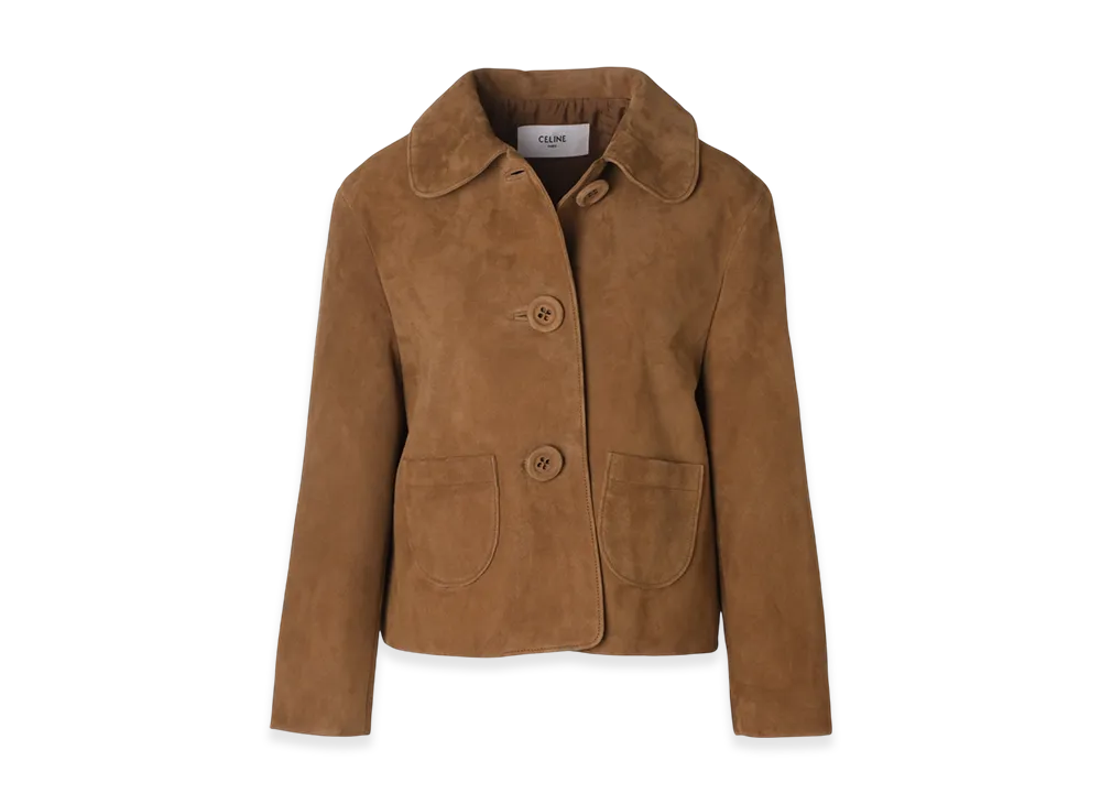 CELINE Veste Droite Col Rond "Caramel"