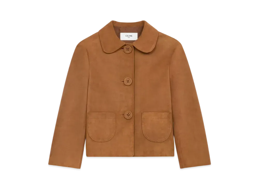 CELINE Women's Jacket in Suede "Caramel"
