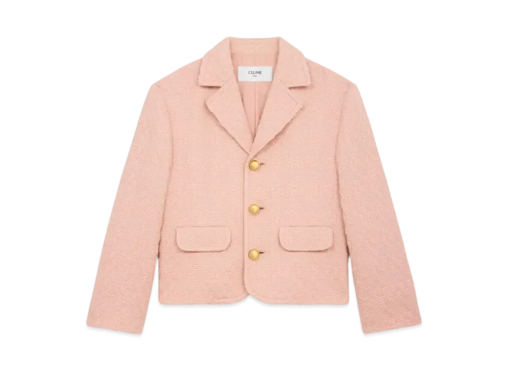 CELINE Women's Garance Jacket in Wool Natte "Rose Passe"