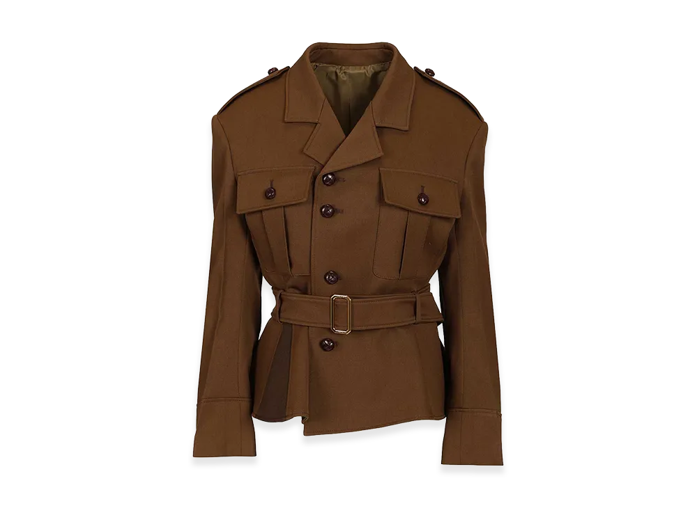 CELINE Women's Look 20 - Peplum Jacket Diagonal Wool "Brown"