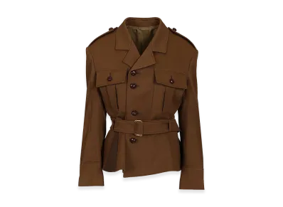 CELINE Women's Look 20 - Peplum Jacket Diagonal Wool "Brown"