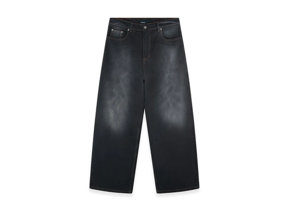 RASSVET Sun Dyed Extra Baggy Denim Pants Woven "Black"