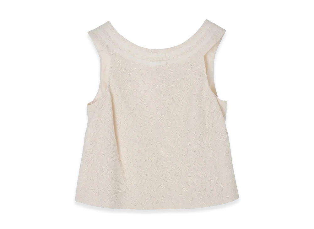 CELINE Top Sans Manches Details Noeud "Creme"