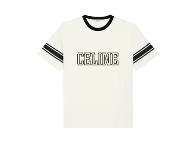 CELINE Men's Loose Triomphe T-Shirt in Cotton Jersey "Washed White/Black"