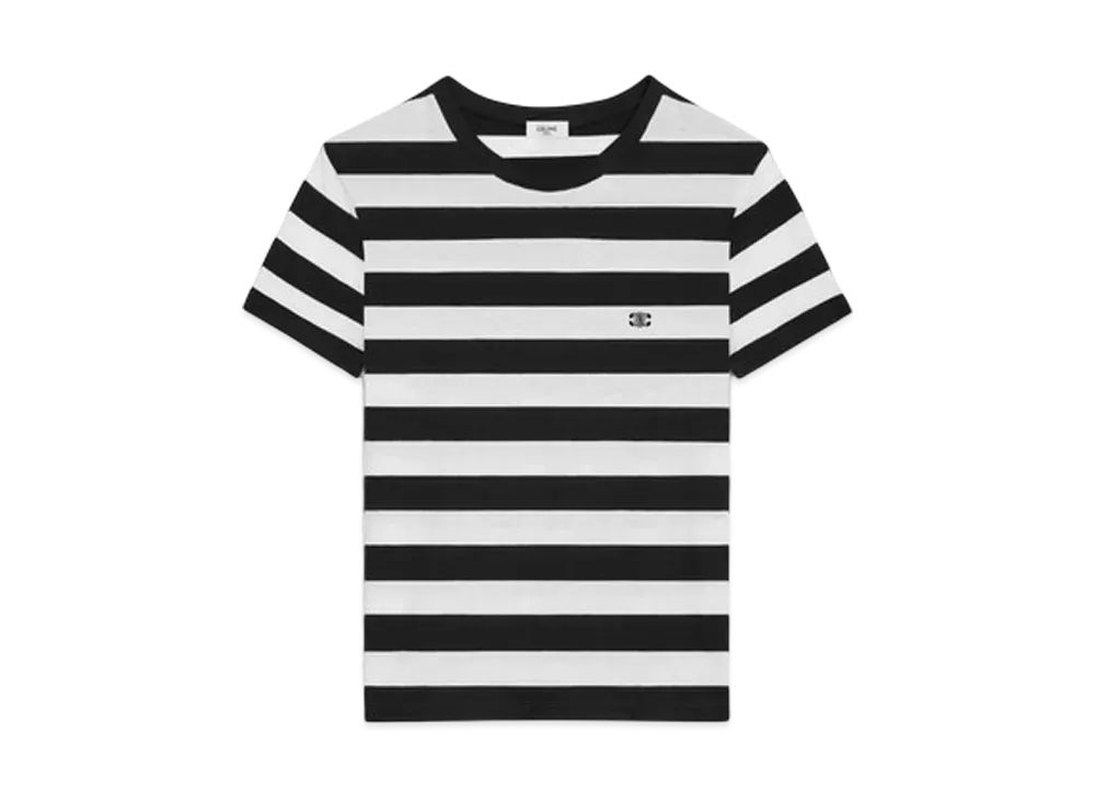 CELINE Men's Triomphe Loose T-Shirt in Cotton Jersey "Black/White"