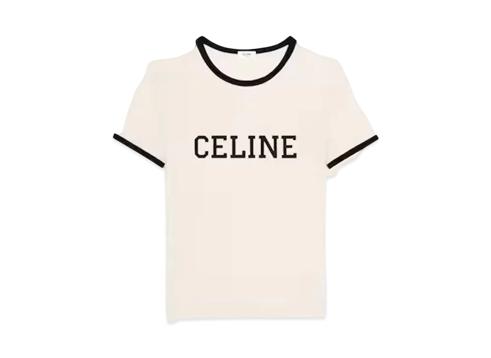 CELINE Men's Regular T-Shirt in Cotton Jersey "Washed White/ Black"