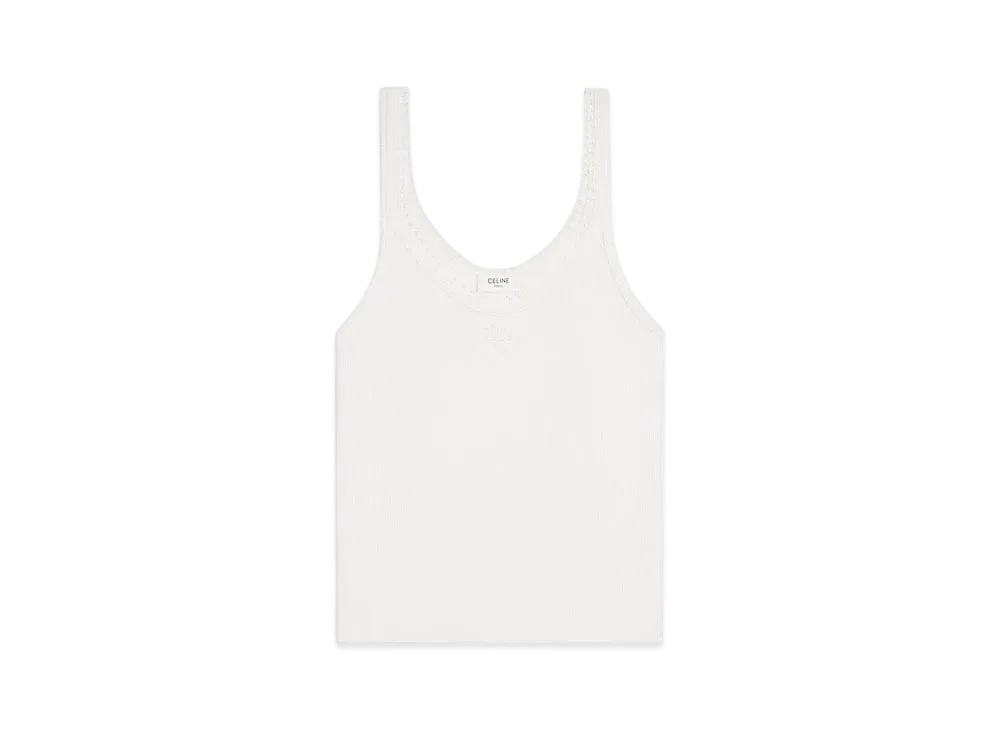 CELINE Women's Triomphe Tank Top in Silk Jersey "Off White"