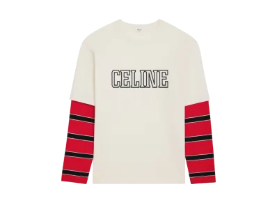 CELINE Men's Loose T-Shirt in Cotton Jersey "Washed White/Red/Black"