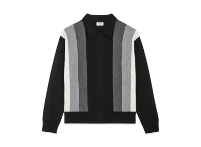 CELINE Men's Polo Cardigan in Wool "Grey"