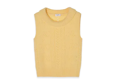 CELINE Pull Col Benitier Sans Manches "Paleyellow"