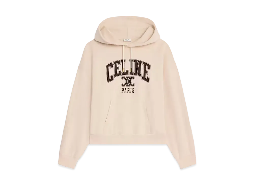 CELINE Women's Oversized CELINE Women's Hoodie in Cotton Fleece "Champagne/Cacao"