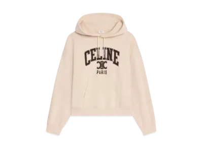 CELINE Women's Oversized CELINE Women's Hoodie in Cotton Fleece "Champagne/Cacao"