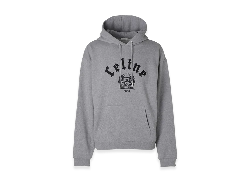 CELINE Hoodie Loose Blason Gothique "Greymelange/Black"