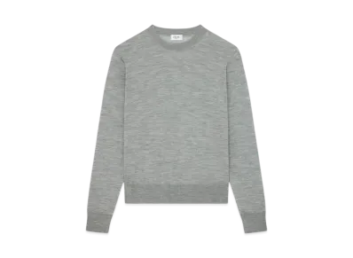 CELINE Women's Triomphe Crew Neck Sweater in Fine Wool "Light Grey"