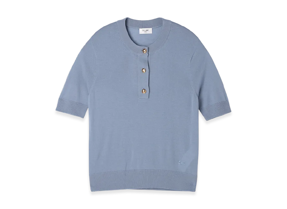 CELINE Crew Neck Short-Sleeve Knit "Babyblue"