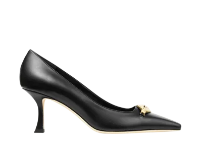 Jimmy Choo Women's Riker 70 Leather Pumps "Black/Gold"