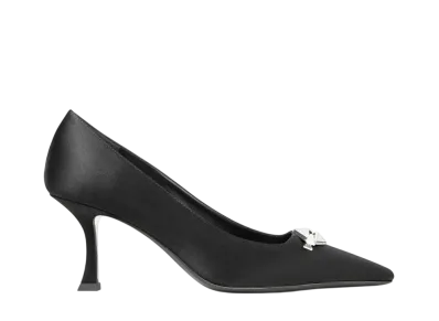 Jimmy Choo Women's Riker 70 Satin Pumps "Black/Crystal"