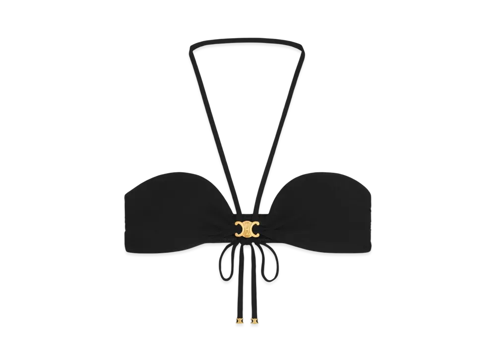 CELINE Women's Triomphe Balconette Top in Matte Jersey "Black"