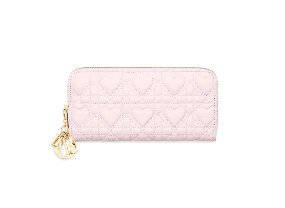 Dior Dioramour Lady Dior Voyageur Wallet Heart Cannage Lambskin "Pale Pink"