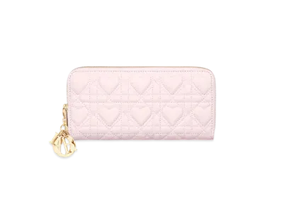 Dior Dioramour Lady Dior Voyageur Wallet Heart Cannage Lambskin "Pale Pink"