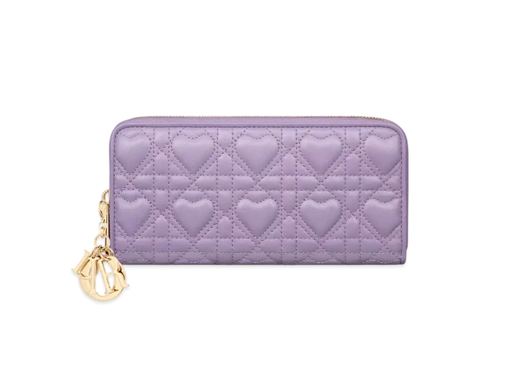 Dior Lady Dior Voyageur Wallet Heart Cannage Lambskin Japan