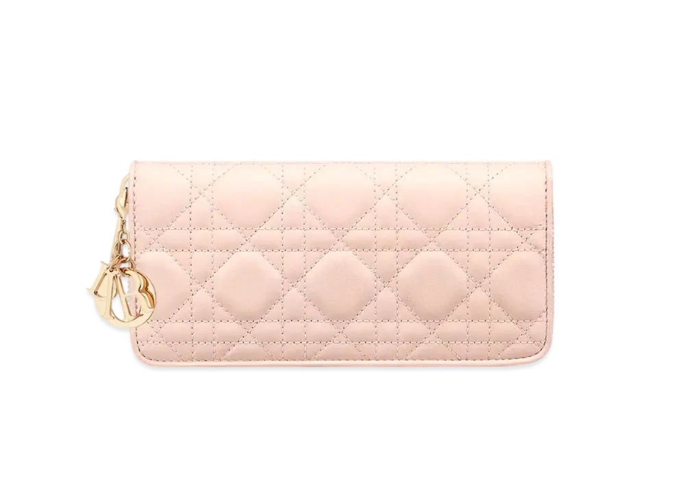 Dior Lady Dior Voyageur Wallet Cannage Lambskin "Powder Pink"