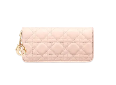 Dior Lady Dior Voyageur Wallet Cannage Lambskin "Powder Pink"