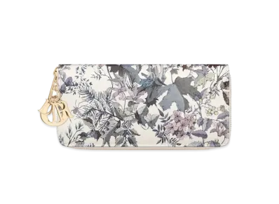 Dior Lady Dior Voyageur Wallet Dior 4 Saisons Hiver Printed Calfskin Japan Exclusive "White/Multicolor"