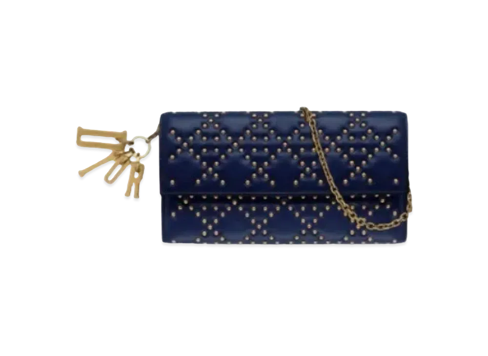 Dior Cannage Calfskin Crois Eereere Wallet "Blue"