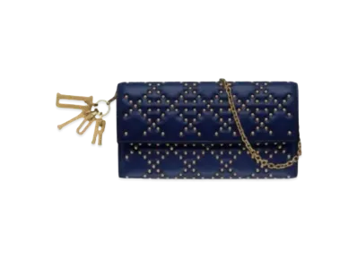 Dior Cannage Calfskin Crois Eereere Wallet "Blue"