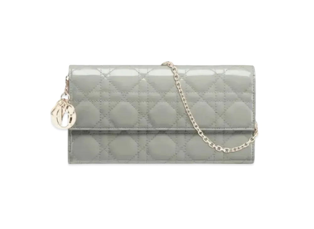 Dior Patent Leather Long Wallet "Rock Gray"