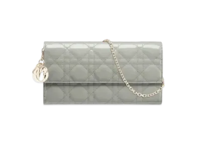 Dior Patent Leather Long Wallet "Rock Gray"