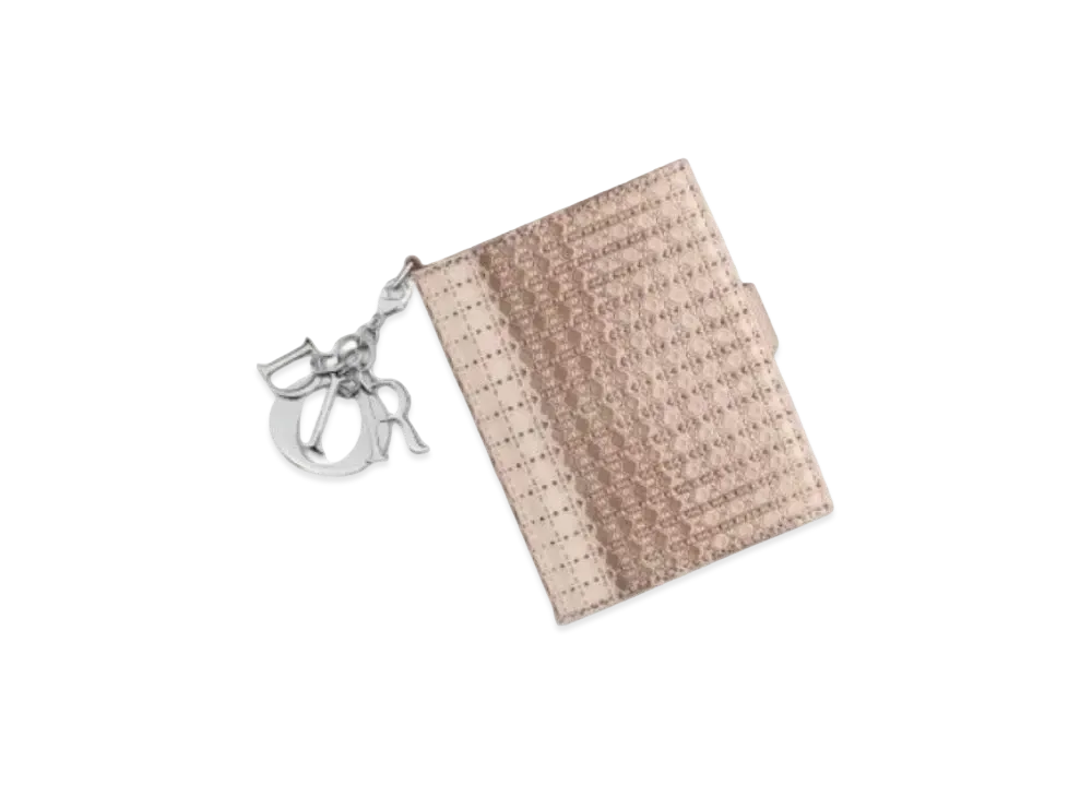 Dior Mini Cannage Pattern Metallic Glossy Calfskin Eden Wallet "Pink Gold"