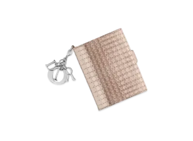 Dior Mini Cannage Pattern Metallic Glossy Calfskin Eden Wallet "Pink Gold"