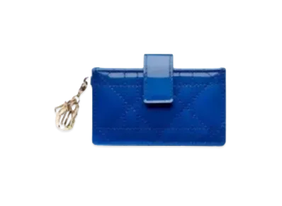 Dior Cannage Pattern Pattern Curfskin Multi-Rayer Debuler Holder "Blue"